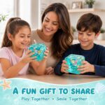 2-Pack Ocean Squeeze Toys, Apple and Cube Shaped Sensory Fidget Toys with Seashells and Star Glitter