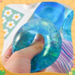 Glitter Squishy Stress Cube, Blue