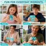 2-Pack Ocean Squeeze Toys, Apple and Cube Shaped Sensory Fidget Toys with Seashells and Star Glitter