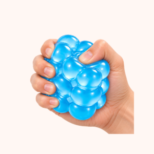 Gel-Filled Squishy Stress Cube, Blue shown in hand