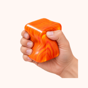 4-Pack Textured Squishy Stress Cubes shown in hand