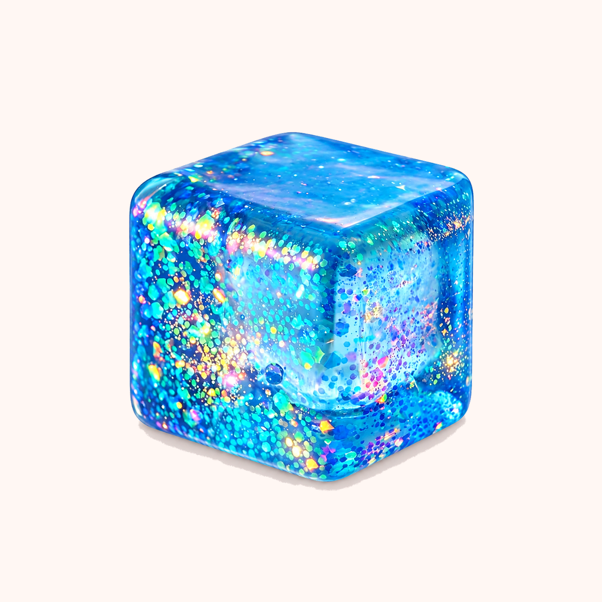 Glitter Squishy Stress Cube, Blue