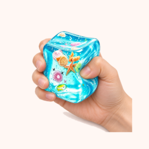 4-Pack Ocean-Themed Squishy Stress Cubes shown in hand