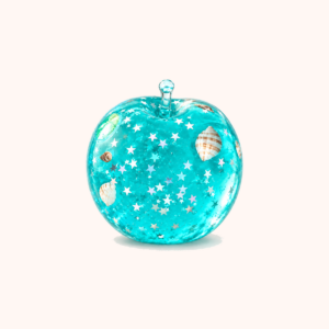 2-Pack Ocean Squeeze Toys, Apple and Cube Shaped Sensory Fidget Toys with Seashells and Star Glitter
