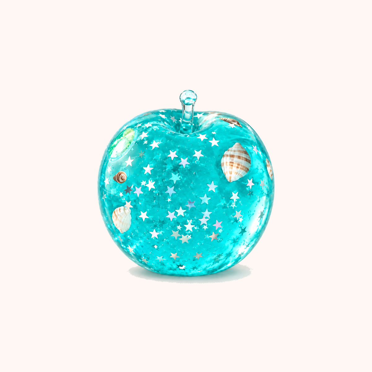 2-Pack Ocean Squeeze Toys, Apple and Cube Shaped Sensory Fidget Toys with Seashells and Star Glitter