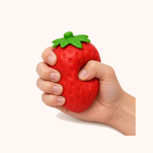 Crunchy Strawberry Squishy Stress Toys - Moldable ASMR Squeeze Toy shown in hand