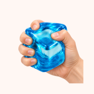 Jumbo Gel-Filled 2.55 in Squishy Stress Cube, Blue shown in hand